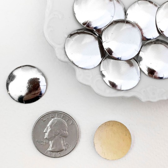 Silver Dresden Foil Buttons ~ 3/4" across ~ 10 pieces