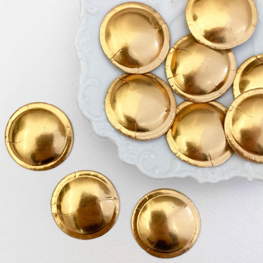 Antique Gold Dresden Foil Buttons ~ 1-1/8" across ~ 10 pieces