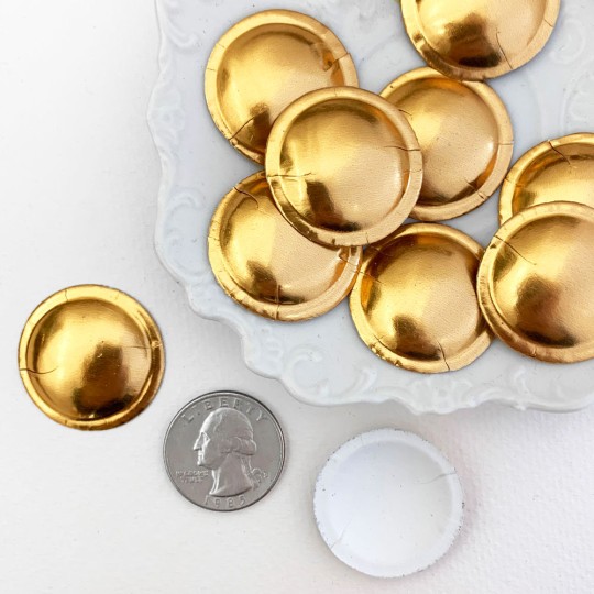 Antique Gold Dresden Foil Buttons ~ 1-1/8" across ~ 10 pieces