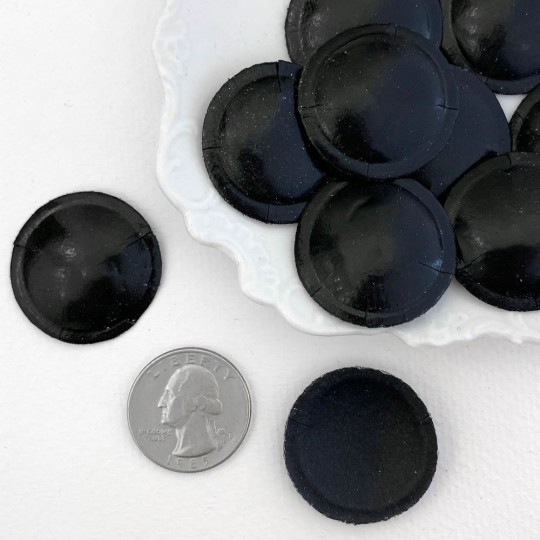 Black Dresden Paper Buttons ~ 1-1/8" across ~ 10 pieces
