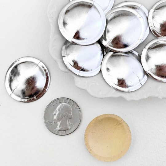 Silver Dresden Foil Buttons ~ 1-1/8" across ~ 10 pieces