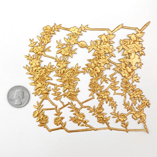 Fancy Antique Gold Dresden Foil Myrtle Branches and Sprigs ~ 12 Asst.