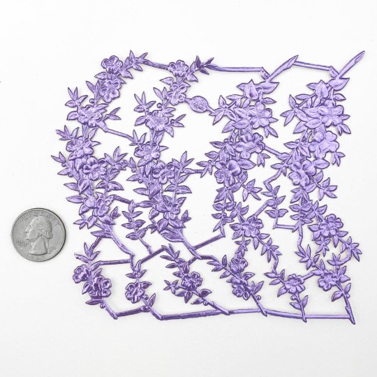 Fancy Light Purple Dresden Foil Myrtle Branches and Sprigs ~ 12 Asst.