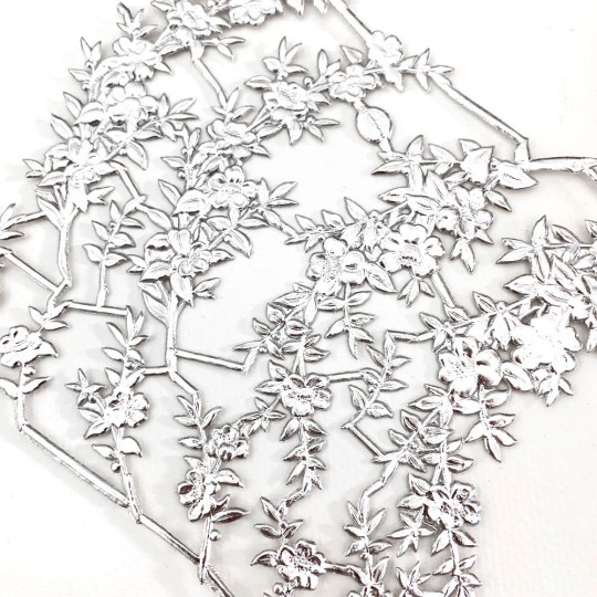 Fancy Silver Dresden Foil Myrtle Branches and Sprigs ~ 12 Asst.