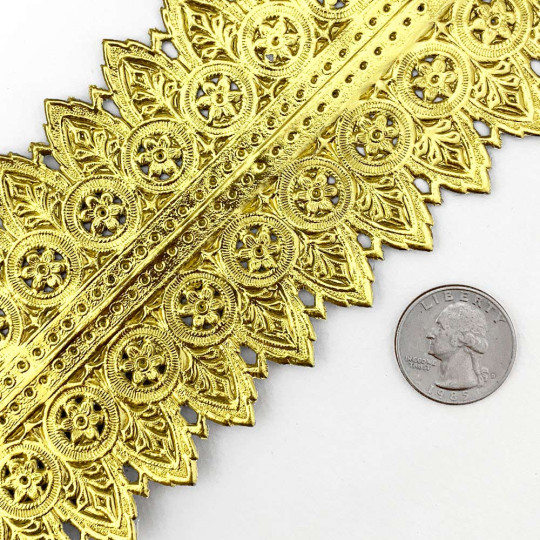 Gold Extra Wide Fancy Flourish Dresden Border Trim ~ 3" wide