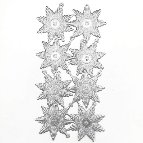 Large Silver Dresden Foil Bumpy Star Ornaments ~ 8