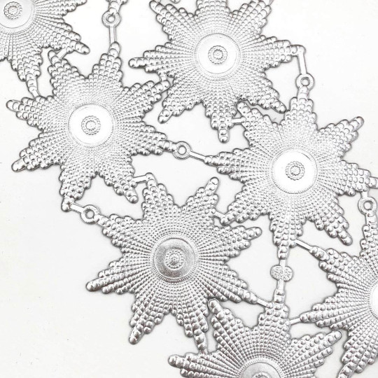 Large Silver Dresden Foil Bumpy Star Ornaments ~ 8