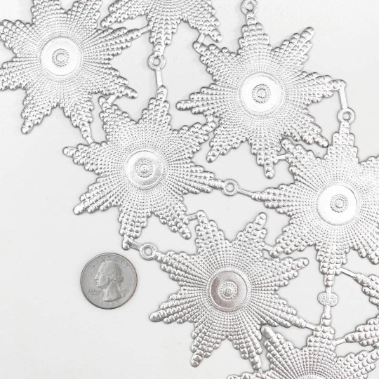 Large Silver Dresden Foil Bumpy Star Ornaments ~ 8