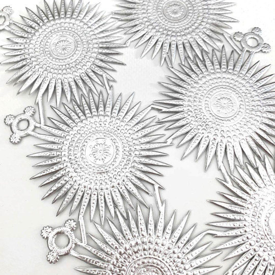 Large Silver Dresden Foil Fancy Filigree Star Ornaments ~ 8