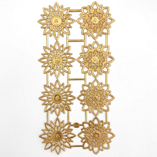 Antique Gold Dresden Foil Snowflakes or Halos ~ 8 Asst.