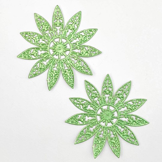 Large Fancy Filigree Light Green Foil Dresden Snowflakes or Halos ~ 2