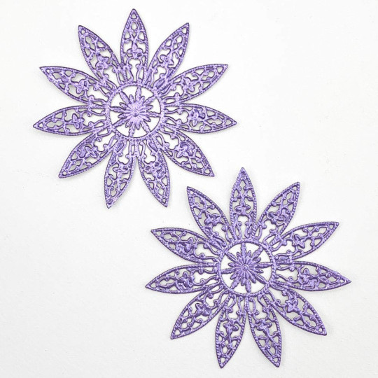 Large Fancy Filigree Light Purple Foil Dresden Snowflakes or Halos ~ 2