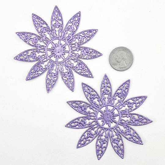 Large Fancy Filigree Light Purple Foil Dresden Snowflakes or Halos ~ 2