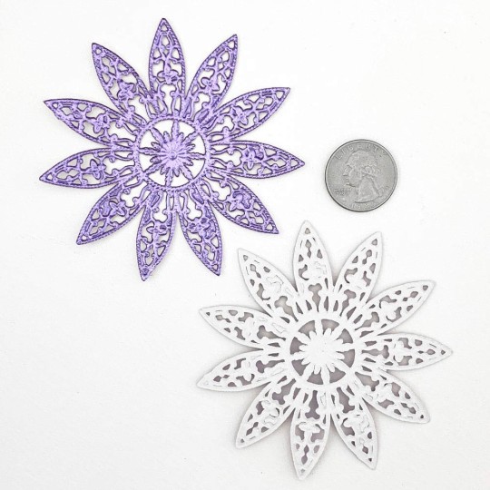 Large Fancy Filigree Light Purple Foil Dresden Snowflakes or Halos ~ 2