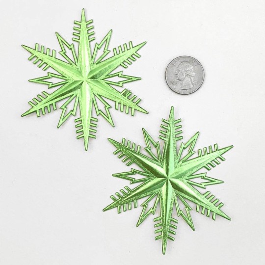 Classic Light Green Dresden Foil Snowflakes ~ 2