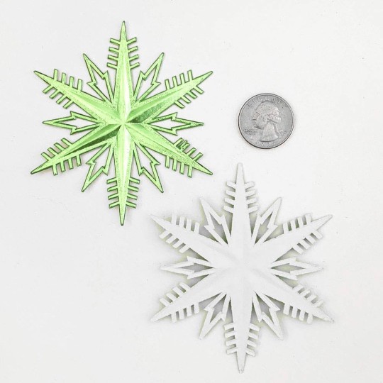 Classic Light Green Dresden Foil Snowflakes ~ 2