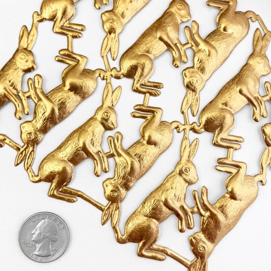 Antique Gold Dresden Foil Bunnies ~ 12