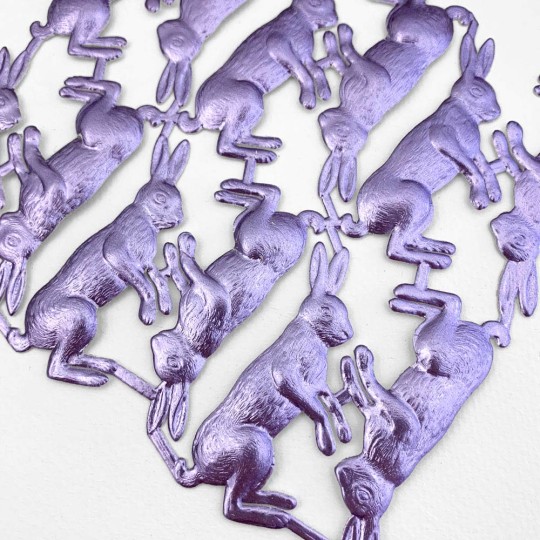 Light Purple Dresden Foil Bunnies ~ 12