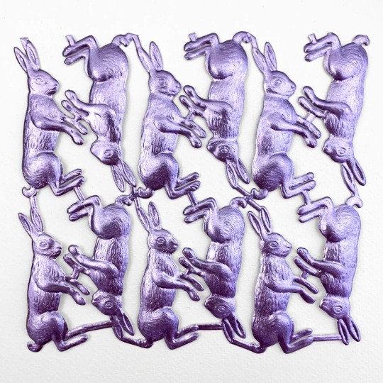 Light Purple Dresden Foil Bunnies ~ 12