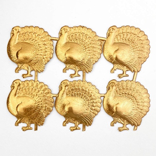 Antique Gold Dresden Foil Turkeys ~ 6