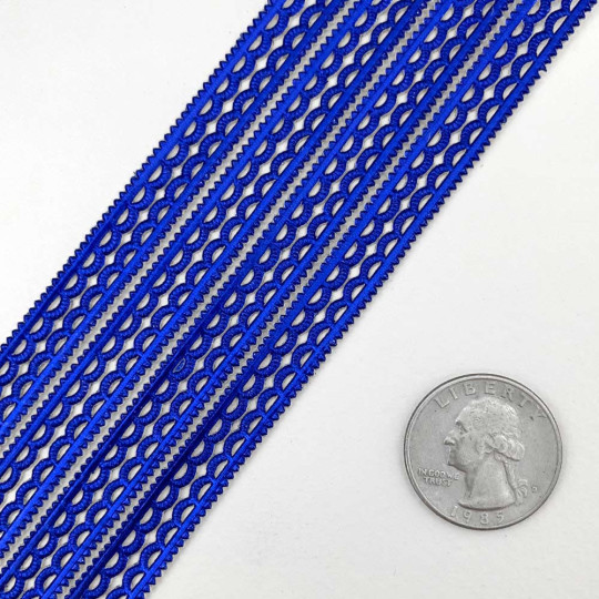 Dark Blue Scalloped Petite Dresden Foil Trim ~ 3/16"