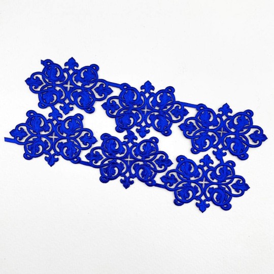Dark Blue Dresden Foil Ornate Flourishes ~ 6