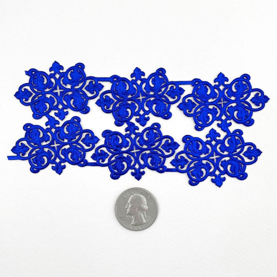 Dark Blue Dresden Foil Ornate Flourishes ~ 6