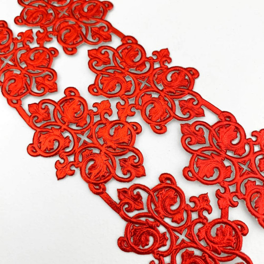 Red Dresden Foil Ornate Flourishes ~ 6