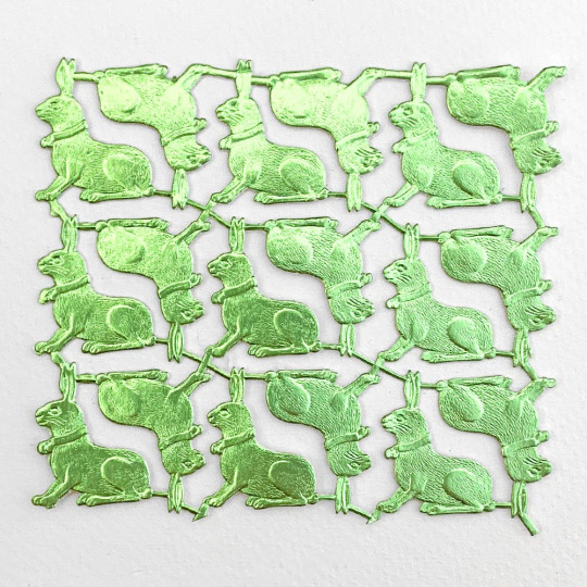 Petite Light Green Dresden Foil Easter Bunnies ~ 18