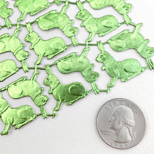 Petite Light Green Dresden Foil Easter Bunnies ~ 18