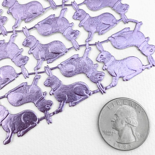Petite Light Purple Dresden Foil Easter Bunnies ~ 18