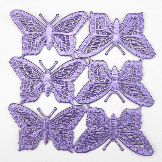 Light Purple Dresden Foil Butterflies ~ 6