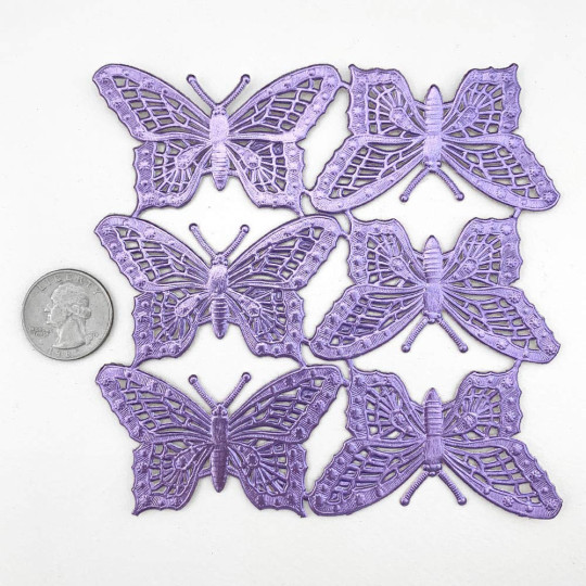 Light Purple Dresden Foil Butterflies ~ 6