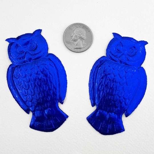 Extra Large Dark Blue Dresden Foil Owls ~ 2