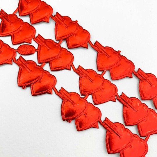 Red Dresden Foil Double Hearts ~ 12