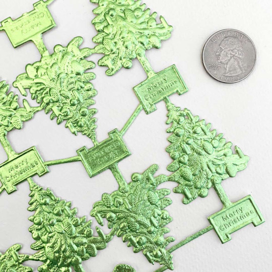 Light Green Dresden Foil Christmas Trees ~ 8