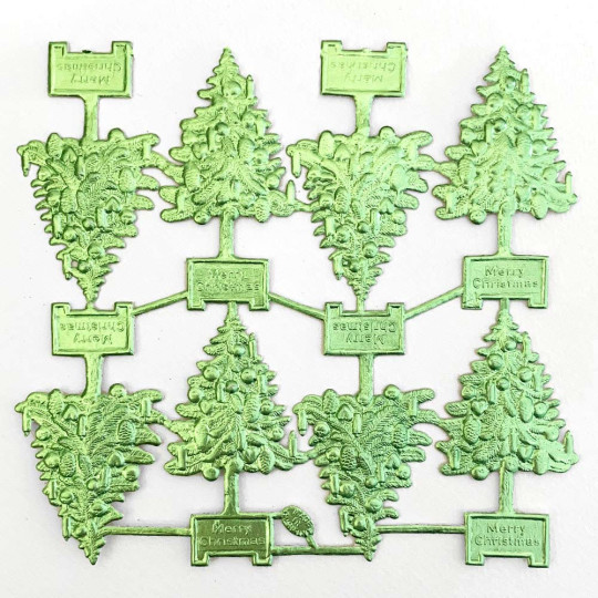 Light Green Dresden Foil Christmas Trees ~ 8