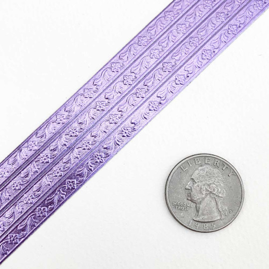Light Purple Flower & Leaf Dresden Foil Trim ~ 3/16"