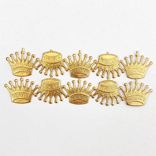 Antique Gold Dresden Foil Crowns ~ 10