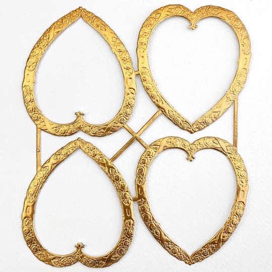 Antique Gold Dresden Foil Heart Frames ~ 4