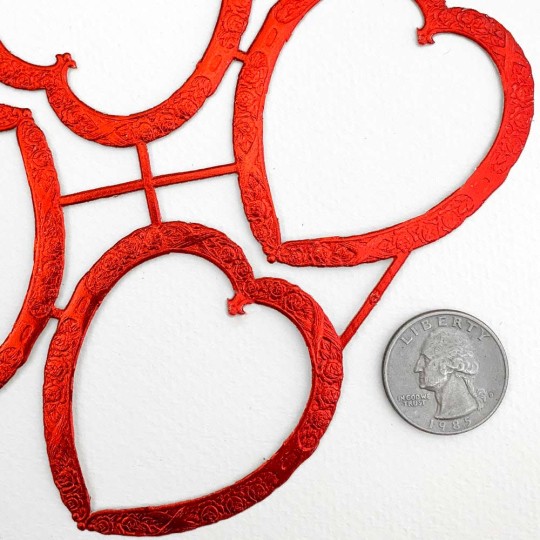 Red Dresden Foil Heart Frames ~ 4