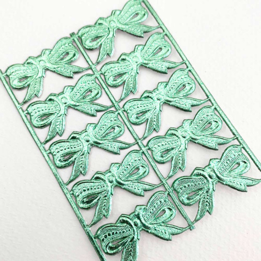 Aqua Dresden Foil Medium Bows ~ 10