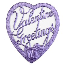 Light Purple Valentine Greetings Dresden Foil Hearts ~ 3