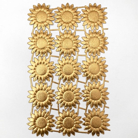 Large Antique Gold Dresden Foil Sunflowers or Daisies~ 15