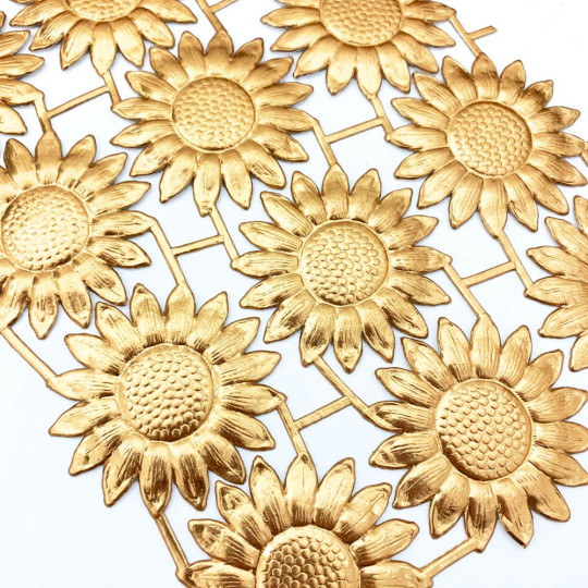 Large Antique Gold Dresden Foil Sunflowers or Daisies~ 15