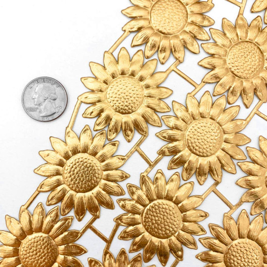 Large Antique Gold Dresden Foil Sunflowers or Daisies~ 15