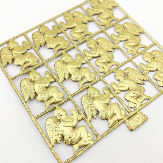 Gold Dresden Foil Praying Angels Cherubs ~ 12