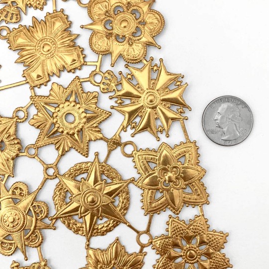 Antique Gold Dresden Foil Medallions or Orders ~ 24 Assorted