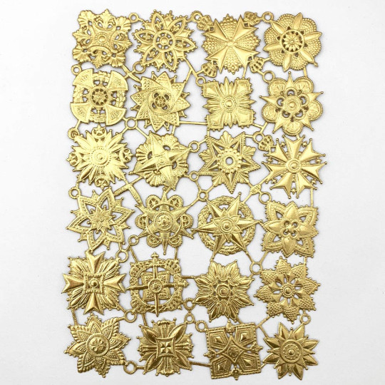 Gold Dresden Foil Medallions or Orders ~ 24 Assorted