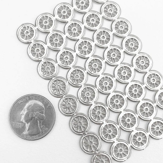 Tiny Silver Dresden Foil Halos or Wheels ~ 40